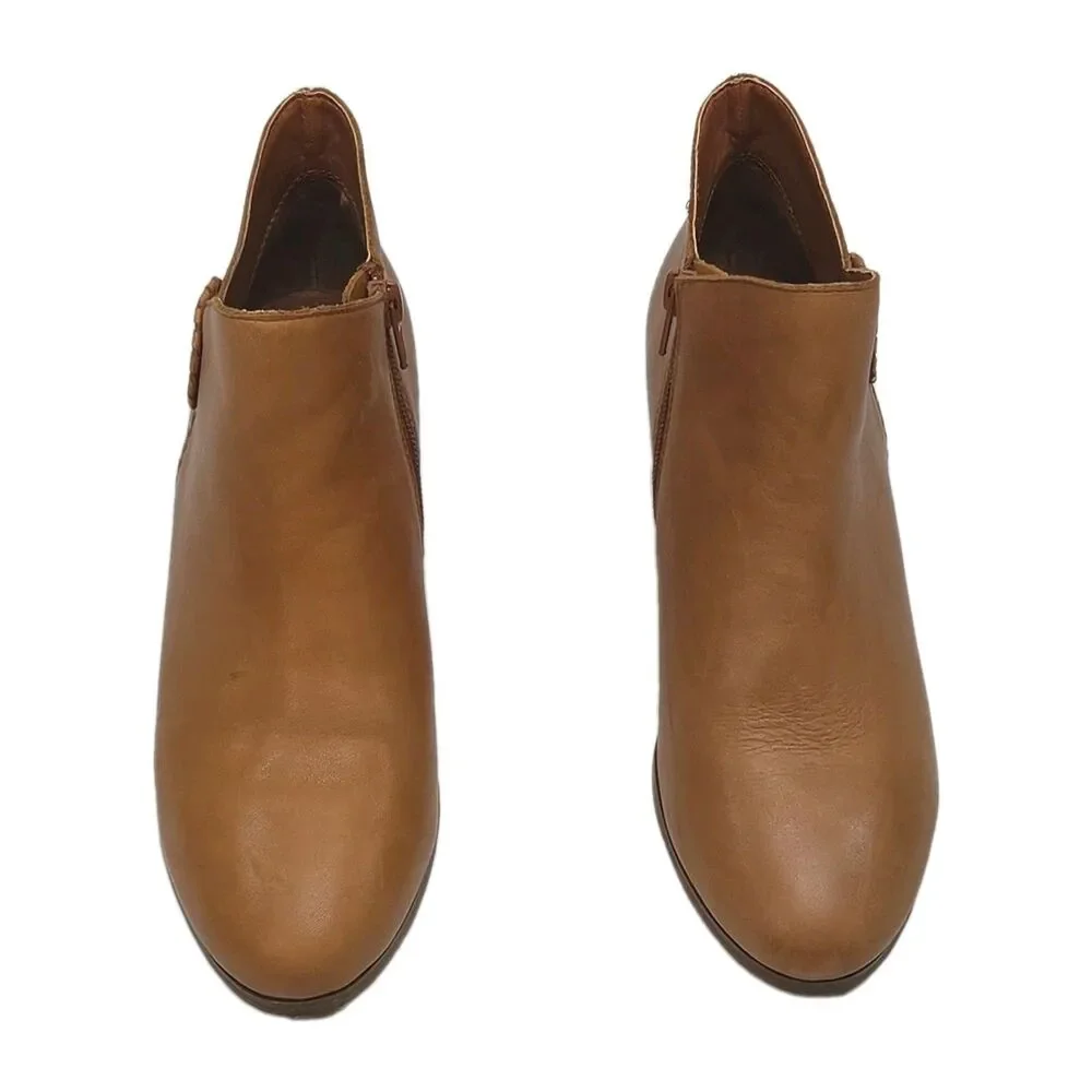 Jack Rogers Boot Brown Leather Ankle Booties Women Sz 7 Low 1.5